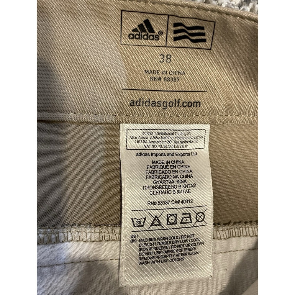 Adidas Golf Shorts‎ Mens 38 Adizero Khaki Tan Performance Chino Flat Front - Picture 3 of 7